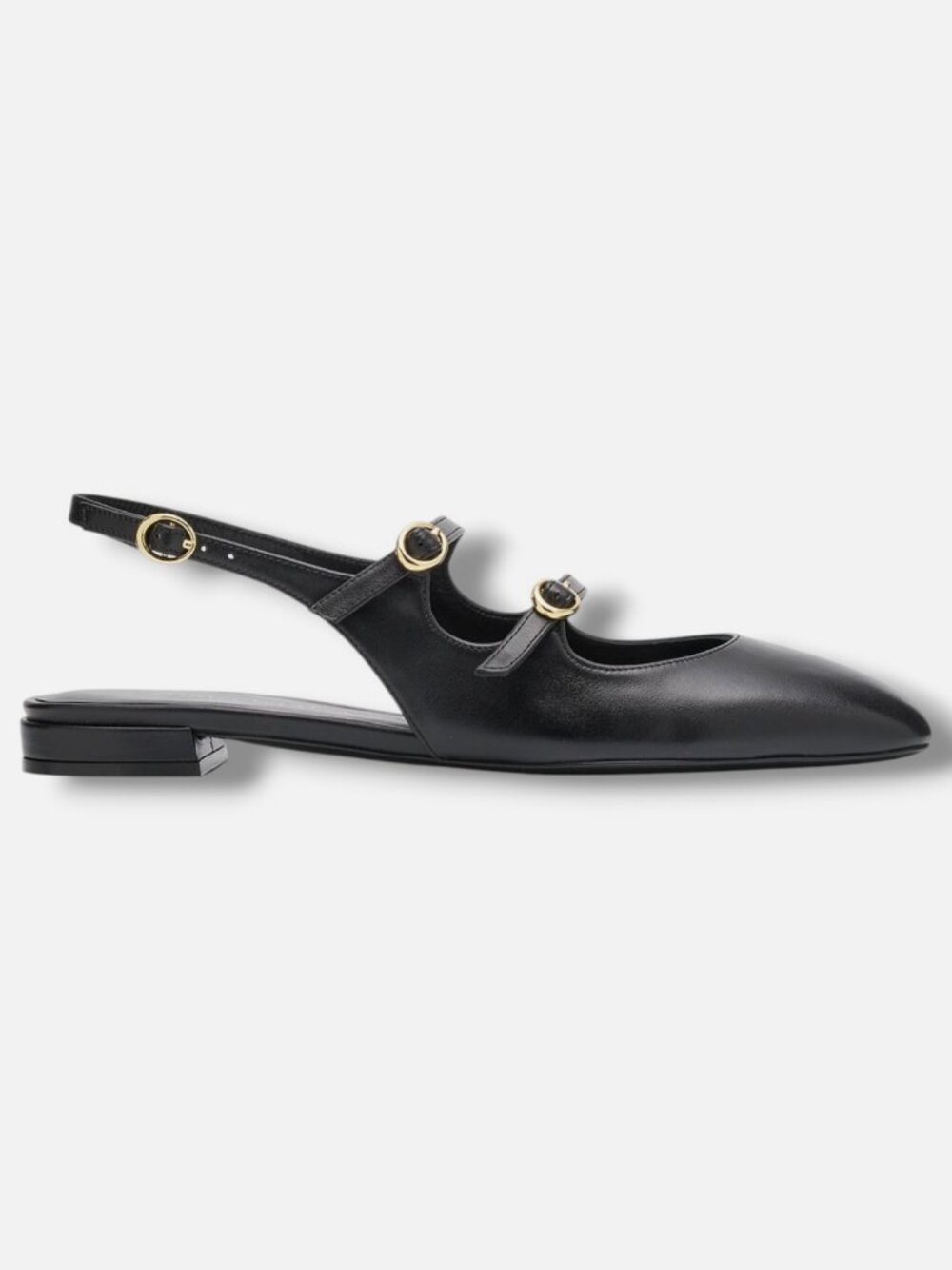 Stuart Weitzman Womens Black Benni Leather Mary Jane Ballerina Flats Size 7B